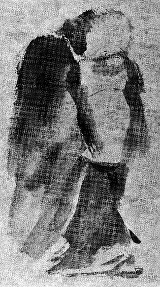 An immortal (possibly meant to be Laozi himself) represented using the technique normally applied for painting landscapes